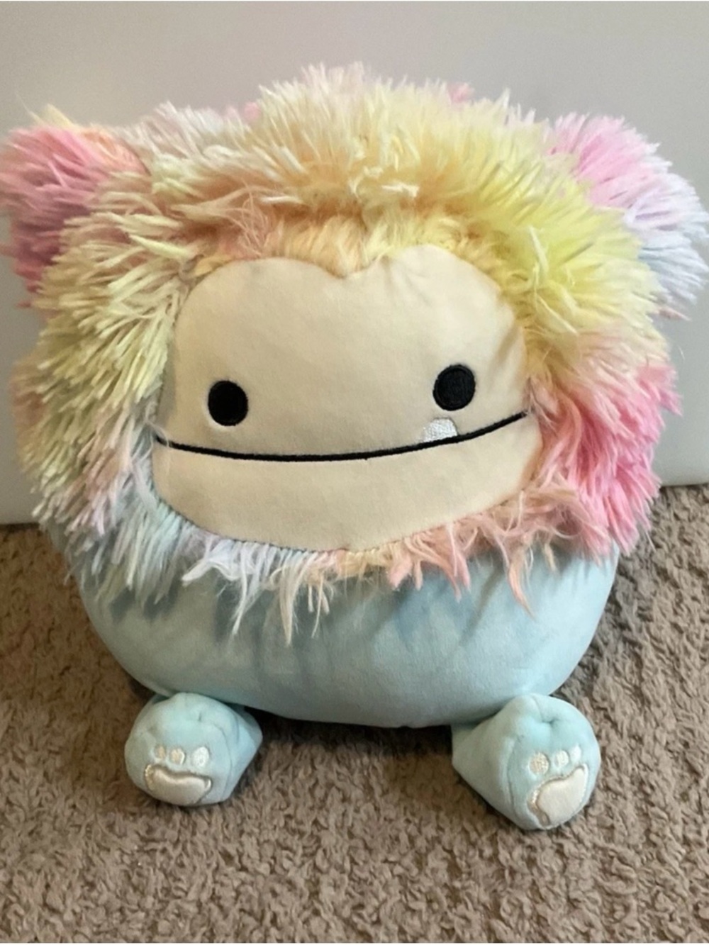Squishmallows Pastel Rainbow Furry Monster Plush - Blue, Pink, Yellow